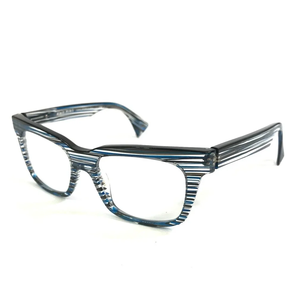 Alain Mikli Eyeglasses Frames A03021 3089 Striped Black Blue Full Rim 50-17-145
